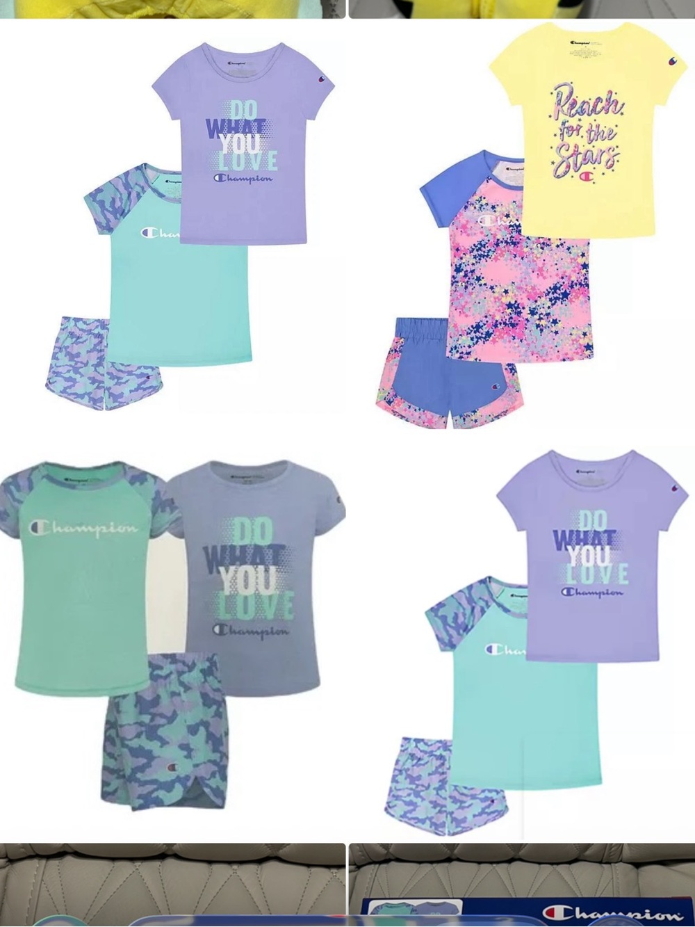 Bundle of 2-3pcs Champion Lilac & Aqua Girls' Active Tee and Shorts Set